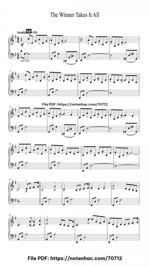 The Winner Takes It All piano sheet music free pdf