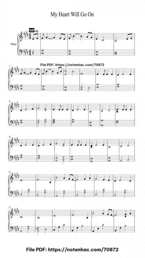 Titanic – My Heart Will Go On by Céline Dion Level Beginner