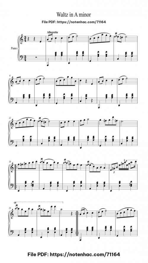 Waltz in A Minor, B. 150 piano sheet music free pdf