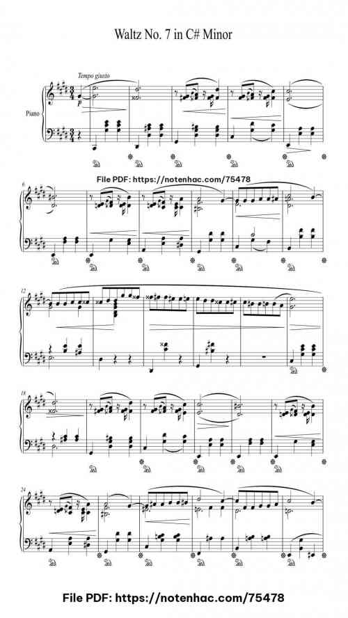 Waltz No. 7 in C-sharp Minor, Op. 64, No. 2 piano sheet music free pdf