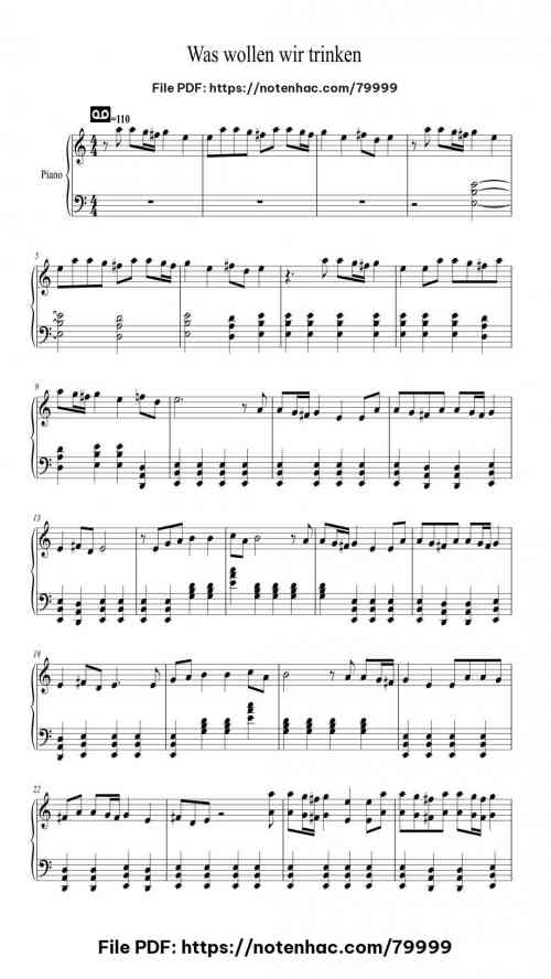 Was wollen wir trinken by - Level Beginner 3 Was wollen wir trinken piano sheet music free pdf