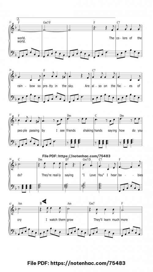 What a Wonderful World piano sheet music free pdf