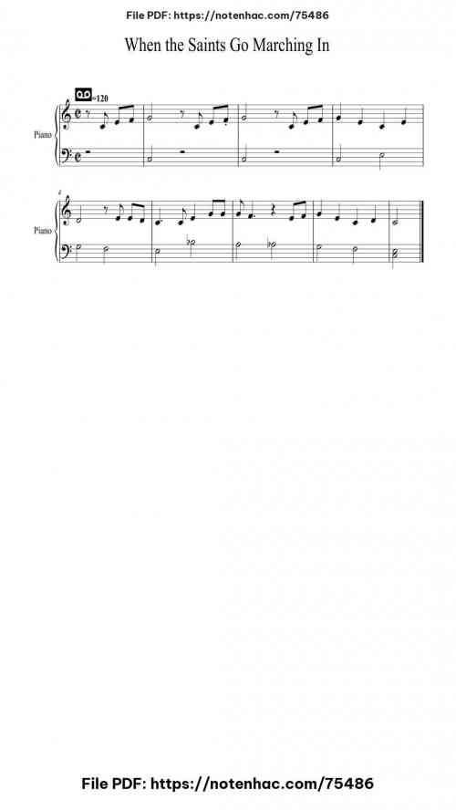 When the Saints Go Marching In piano sheet music free pdf