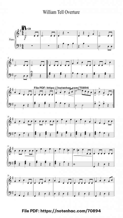 William Tell Overture piano sheet music free pdf