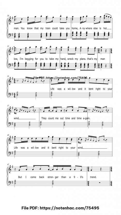 Willow piano sheet music free pdf
