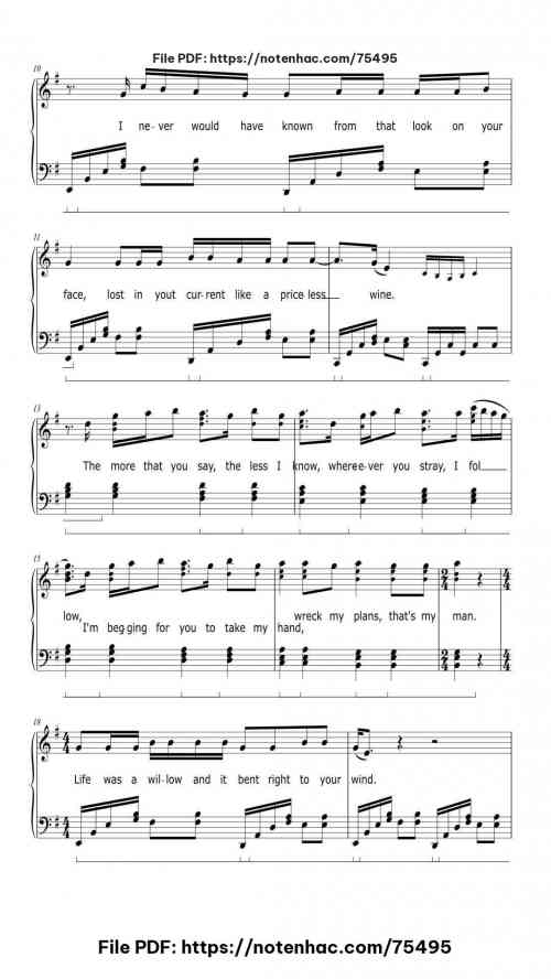 Willow piano sheet music free pdf