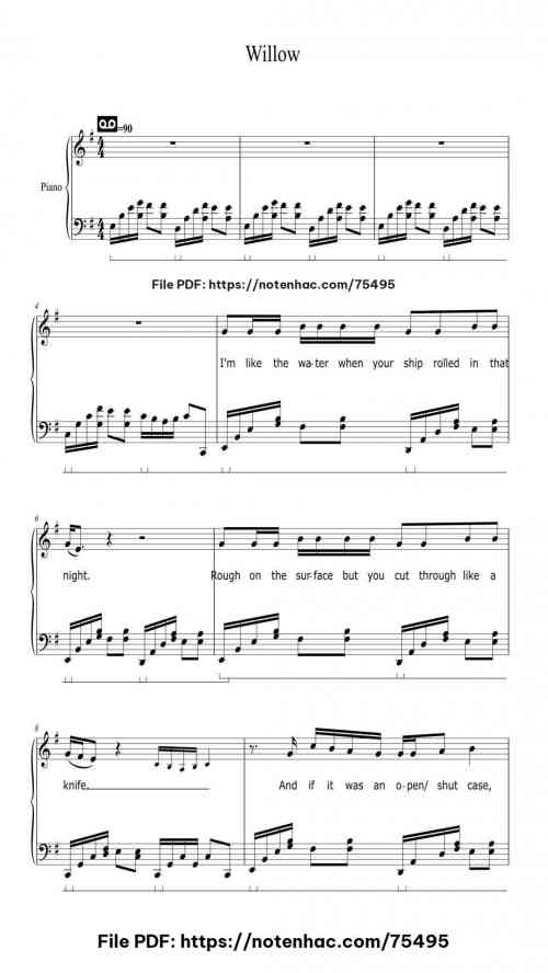 Willow piano sheet music free pdf