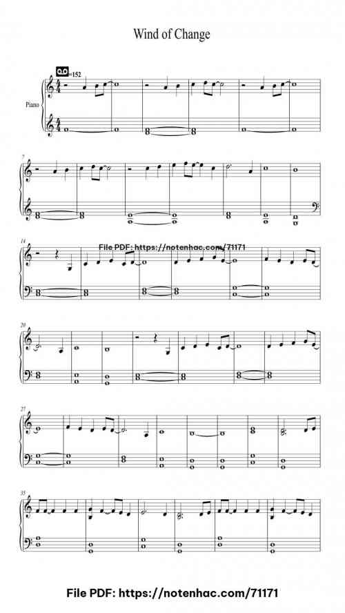 Wind of Change piano sheet music free pdf