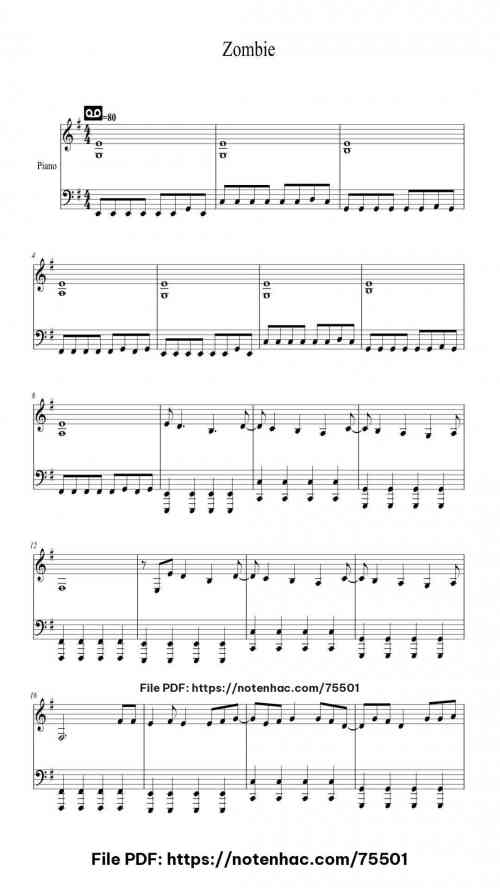 Zombie piano sheet music free pdf