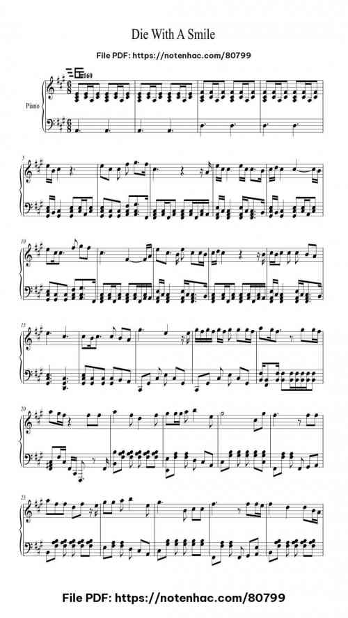 Die With A Smile - Lady Gaga / Bruno Mars by Lady Gaga / Bruno Mars Level Professional