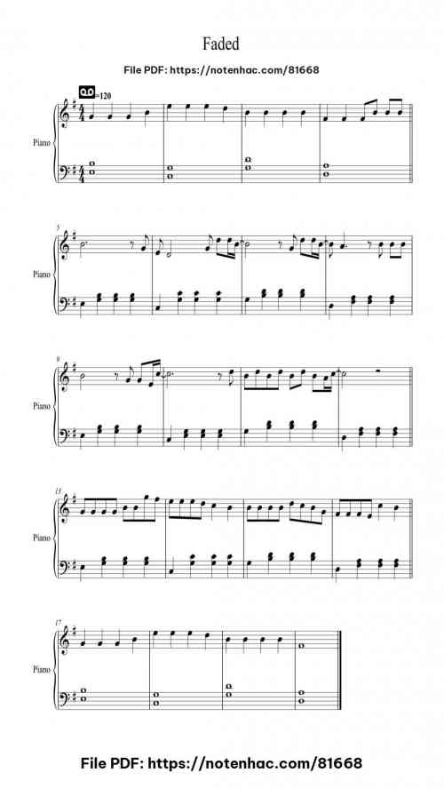 Faded by Alan Walker Level Beginner
