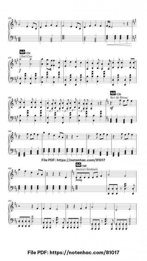 Fall Out Boy Medley piano sheet music free pdf