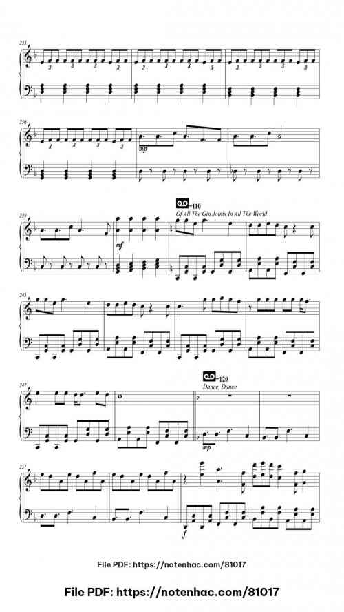 Fall Out Boy Medley piano sheet music free pdf