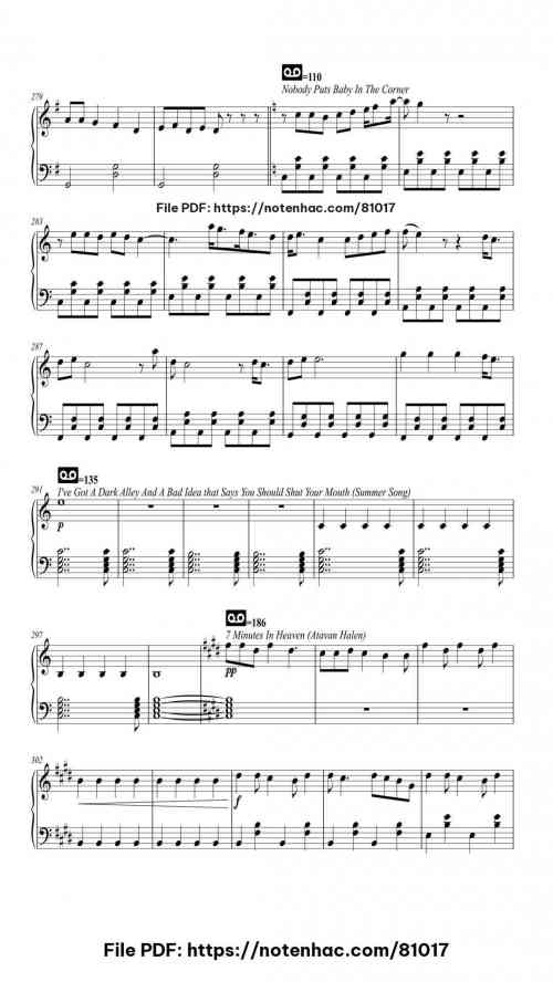 Fall Out Boy Medley piano sheet music free pdf