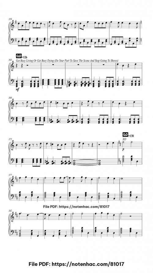 Fall Out Boy Medley piano sheet music free pdf