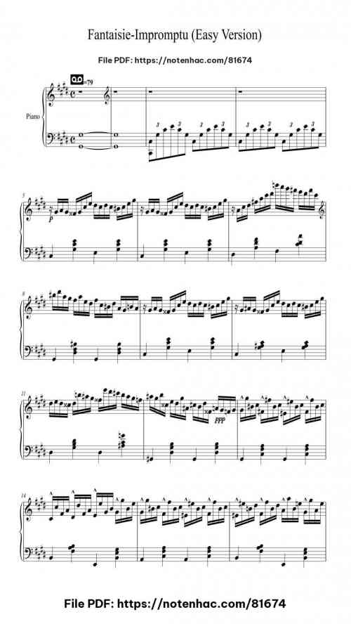 Fantaisie-Impromptu (Easy Version) by Frédéric Chopin Level Mid-Advanced