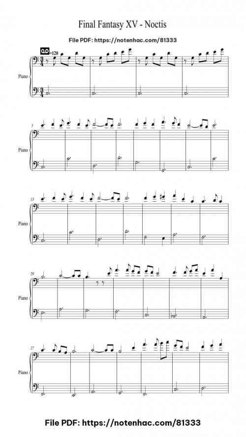 Final Fantasy XV - Noctis by Yoko Shimomura Level Easy