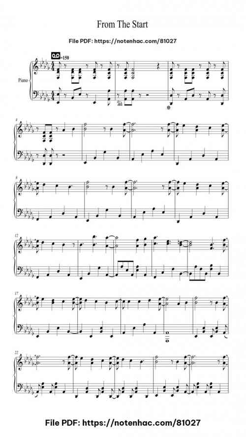 From The Start piano sheet music free pdf