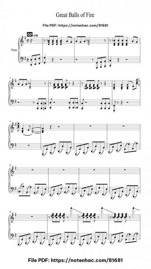 Great Balls of Fire by Jerry Lee Lewis Level Advanced