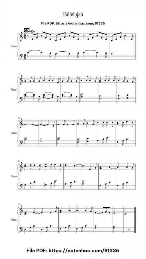 Hallelujah piano sheet music free pdf