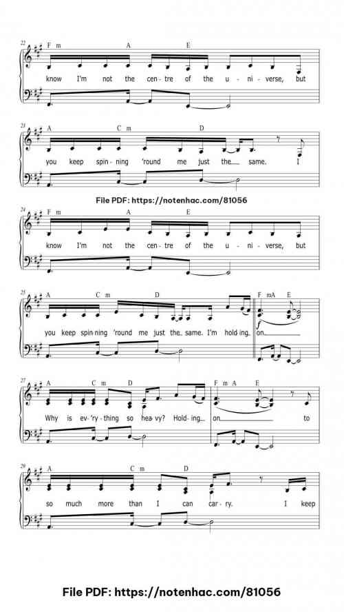 Heavy - Linkin Park piano sheet music free pdf