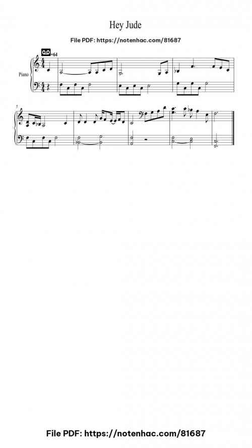 Hey Jude by The Beatles Level Easy 2 Hey Jude piano sheet music free pdf