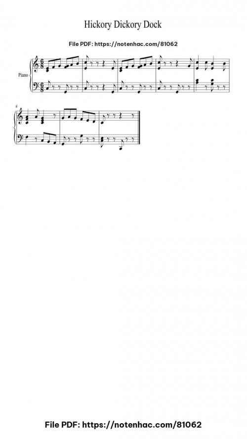 Hickory Dickory Dock piano sheet music free pdf