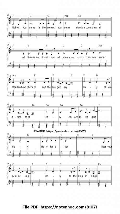 Holy Forever piano sheet music free pdf