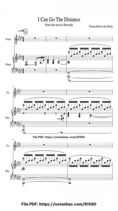 I Can Go The Distance by Transcribed by Joe Marta Level G major, E minor