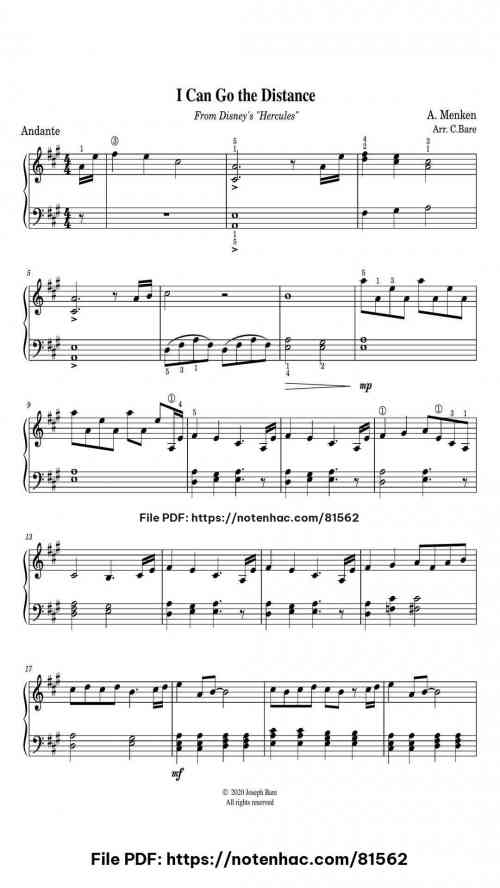 I Can Go the Distance by Alan Menken Level Intermediate