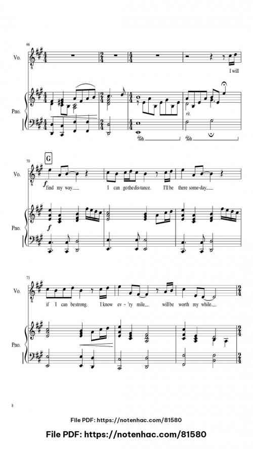 I Can Go The Distance by Transcribed by Joe Marta Level G major, E minor 17 I Can Go The Distance piano sheet music free pdf