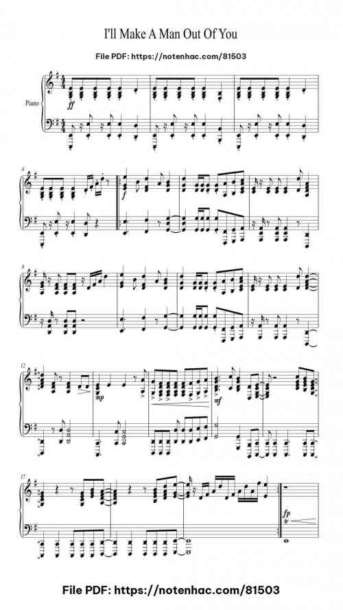 I'll Make A Man Out Of You by Donny Osmond Level Intermediate