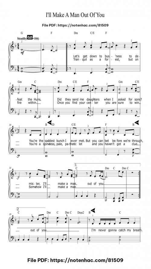 I'll Make A Man Out Of You by Donny Osmond Level Beginner 17 I’ll Make A Man Out Of You by Donny Osmond Level Beginner