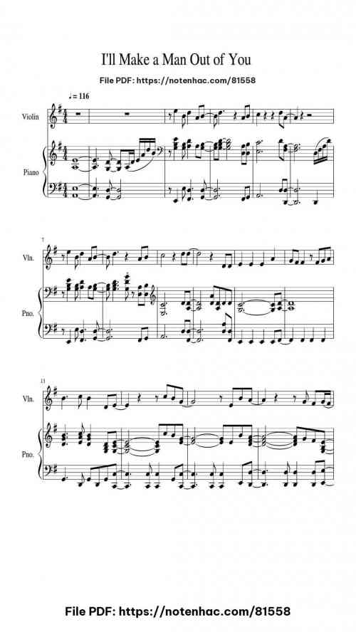 I'll Make A Man Out Of You by Donny Osmond Level Intermediate