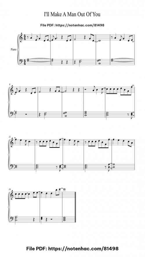 I'll Make A Man Out Of You by Donny Osmond Level Beginner