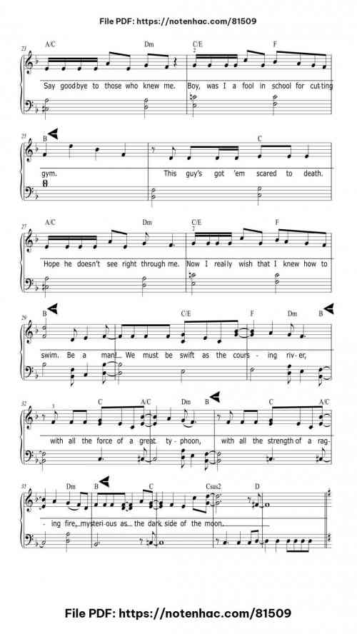 I'll Make A Man Out Of You piano sheet music free pdf
