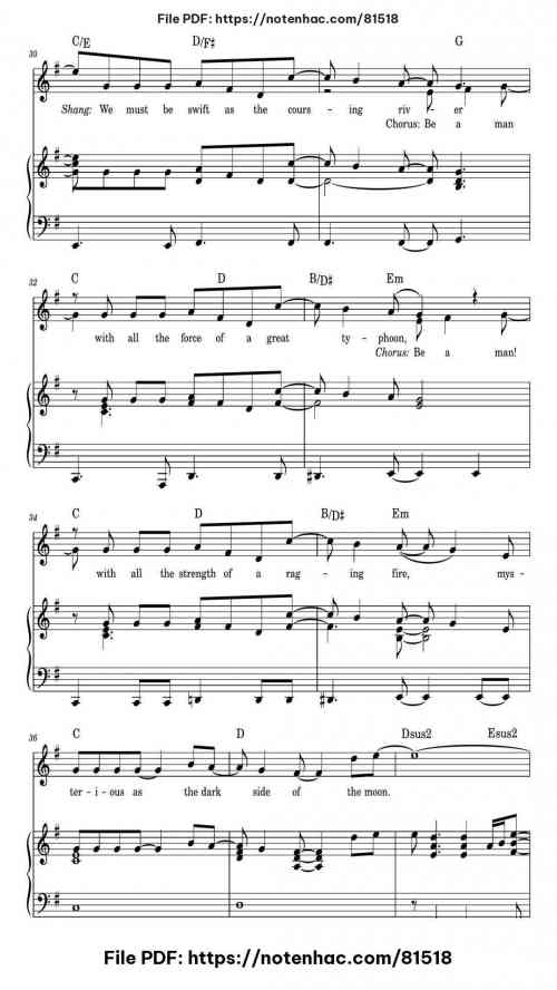 I'll Make A Man Out Of You piano sheet music free pdf