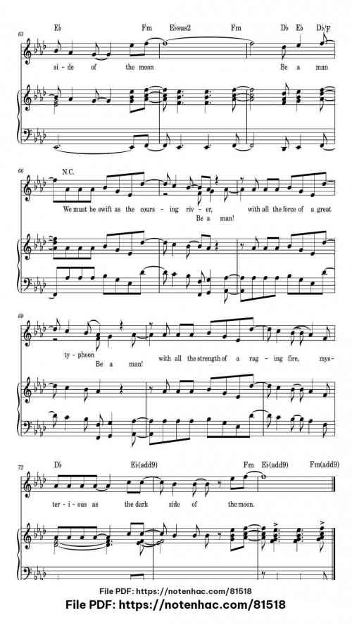 I'll Make A Man Out Of You piano sheet music free pdf