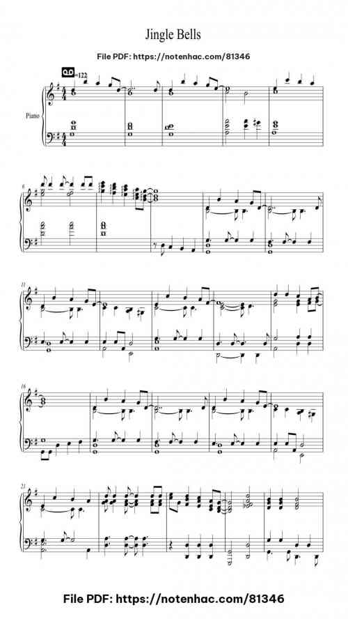 Jingle Bells by James Lord Pierpont Level Intermediate 3 Jingle Bells piano sheet music free pdf