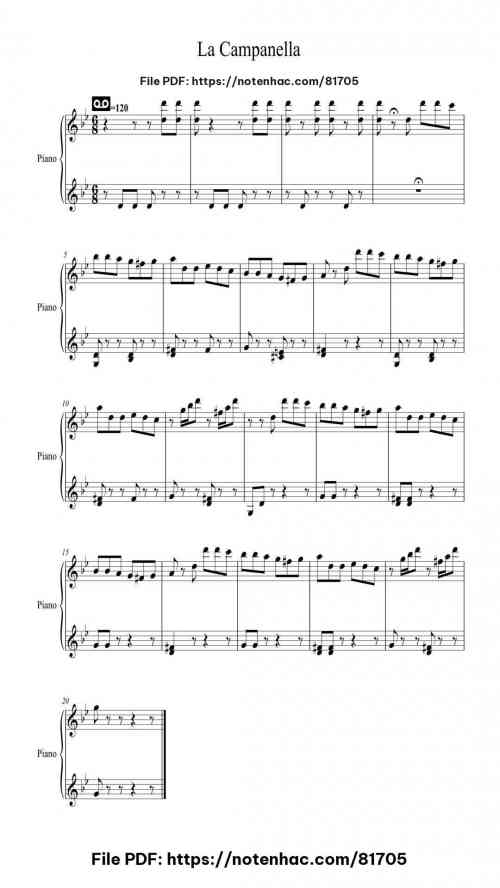La Campanella by Franz Liszt/Nicolo Paganini Level Beginner 2 La Campanella piano sheet music free pdf