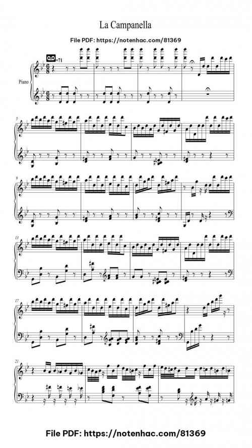 La Campanella by Franz Liszt Level Intermediate 4 La Campanella piano sheet music free pdf