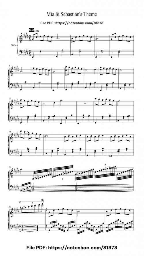 La La Land - Mia & Sebastian's Theme by Justin Hurwitz Level Mid-Advanced 3 La La Land - Mia & Sebastian's Theme piano sheet music free pdf