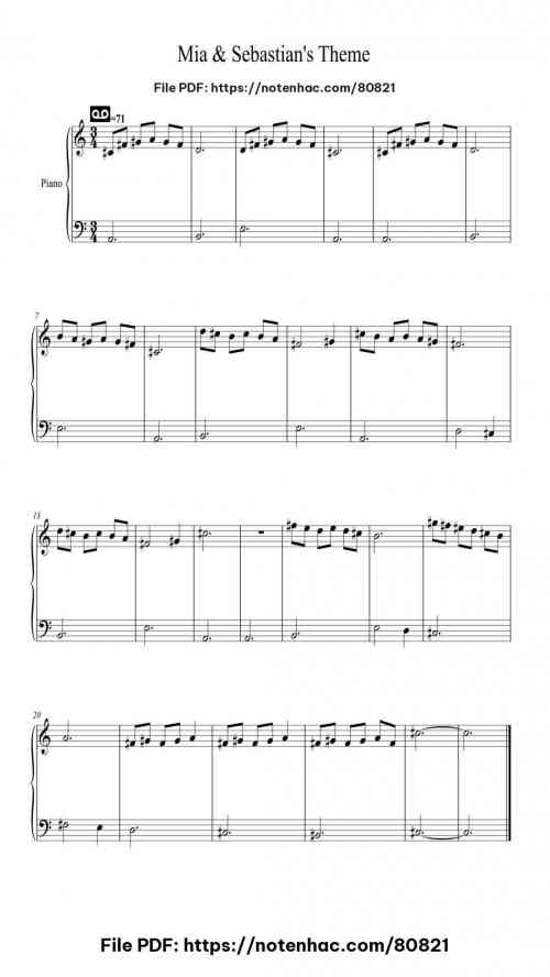 La La Land - Mia & Sebastian's Theme by Justin Hurwitz Level Easy