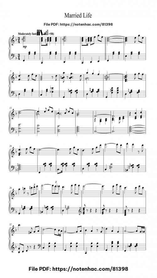 Married Life (from Up) piano sheet music free pdf