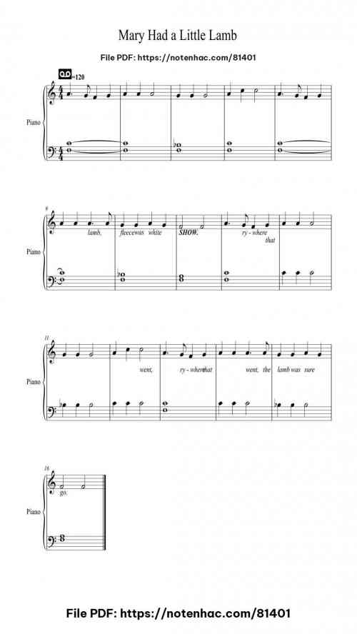 Mary Had a Little Lamb by American Traditional Level Easy 2 Mary Had a Little Lamb piano sheet music free pdf