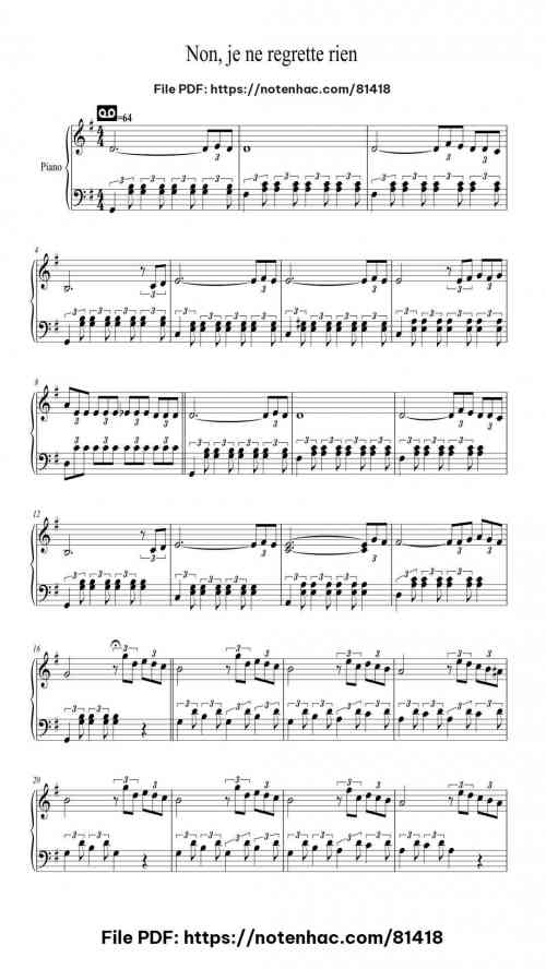 Non, je ne regrette rien by Édith Piaf Level Beginner