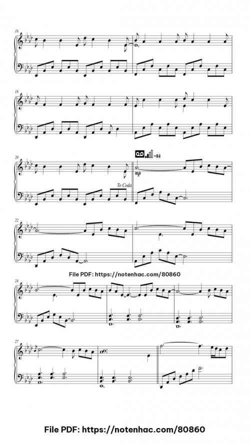 Nuvole Bianche piano sheet music free pdf