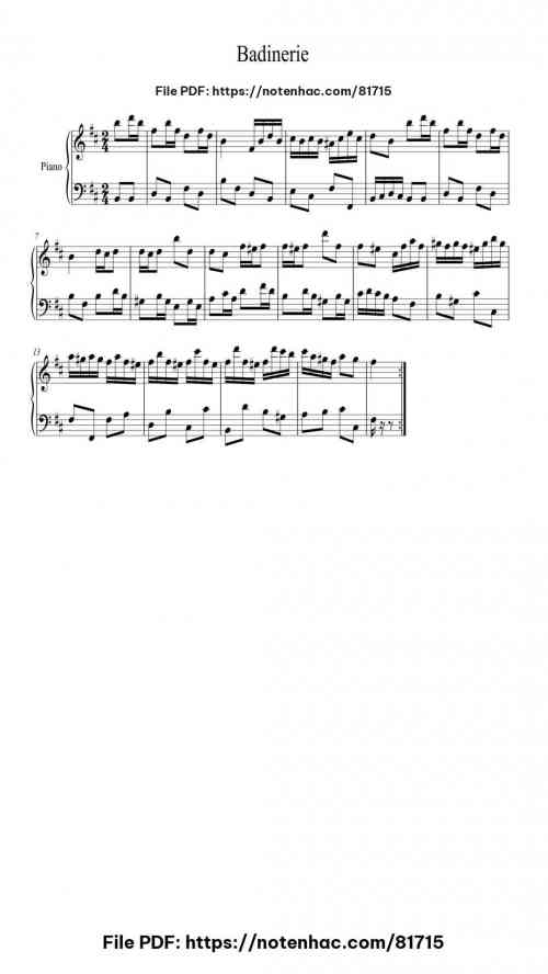 Orchestral Suite No. 2 in B Minor, BWV 1067: VII. Badinerie by Johann Sebastian Bach Level Beginner 2 Orchestral Suite No. 2 in B Minor, BWV 1067: VII. Badinerie piano sheet music free pdf