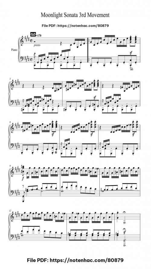 Piano Sonata No. 14 in C-Sharp Minor, Op. 27 No. 2 "Moonlight": III. Presto agitato by Ludwig van Beethoven Level Mastery