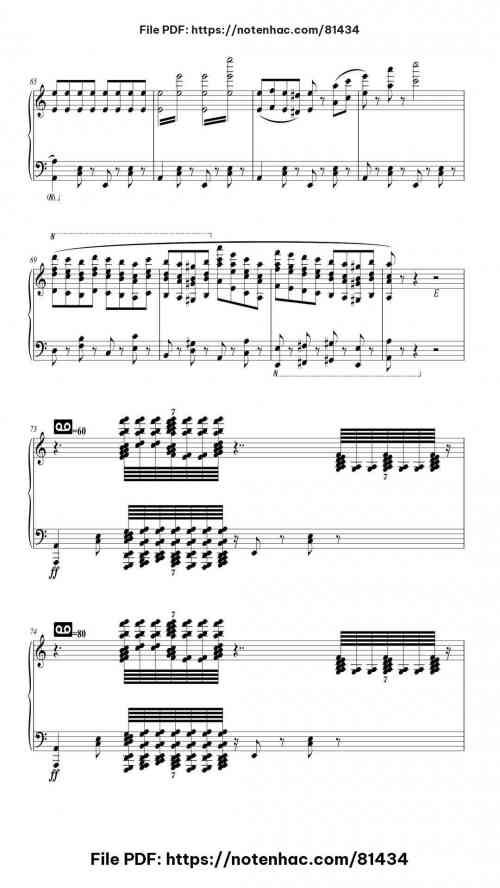 Rush E piano sheet music free pdf